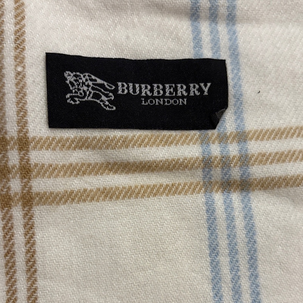Burberry Cream and Tan Checkered Scarf - Picture 2 of 4